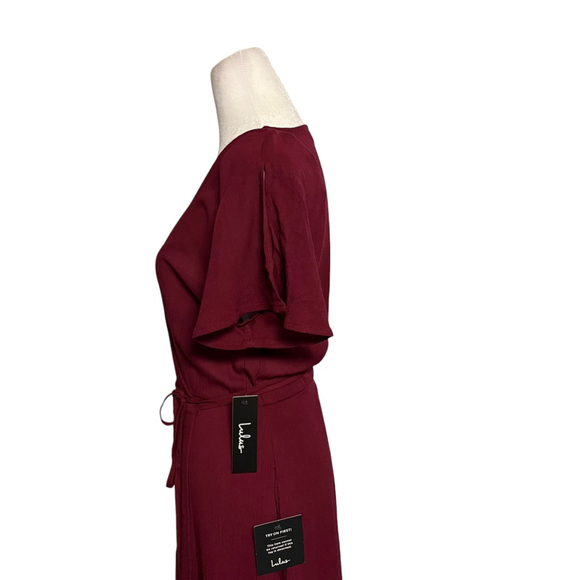 Lulus Burgundy Heart of Marigold Wrap Dress Maxi Vneck Size Small NWT - Picture 6 of 9